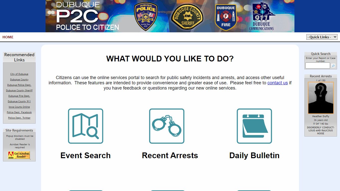 Dubuque Law Enforcement Center P2C - provided by OSSI
