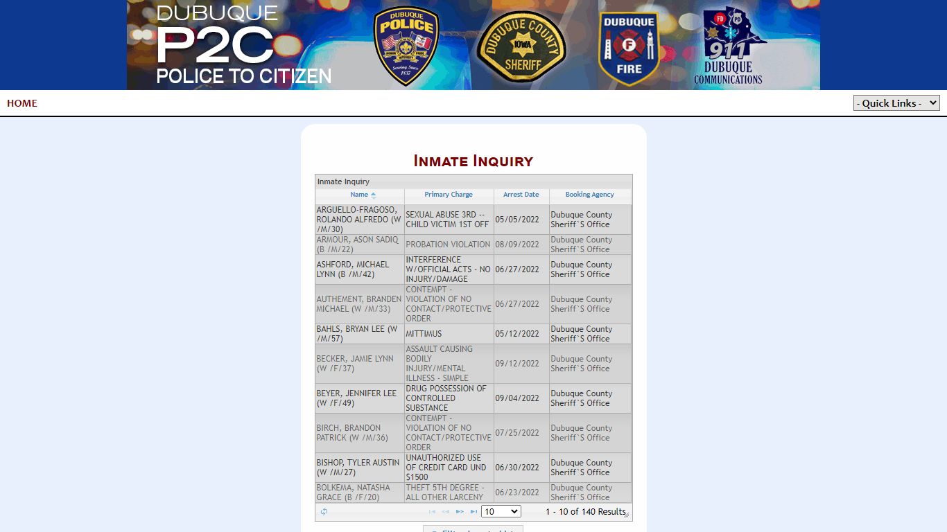 Dubuque Law Enforcement Center P2C - provided by OSSI